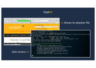 Exploit
<< Brows to attacker file
Gain access >>
 