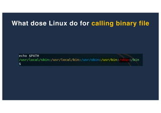 What dose Linux do for calling binary file
 