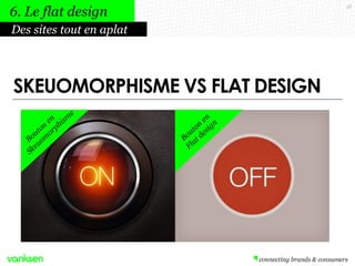 48
Des sites tout en aplat
6. Le flat design
SKEUOMORPHISME VS FLAT DESIGN
 