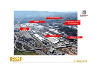 #10comint15
CENTRO TÉCNICO
ALMACÉN CENTRAL
DE RECAMBIOS
POST
VENTA
EDIFICIO
CORPORATIVO
FÁBRICA
SEAT SPORT
 