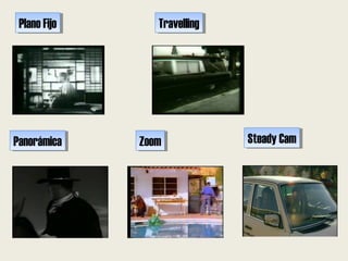 Plano FijoPlano Fijo TravellingTravelling
PanorámicaPanorámica ZoomZoom Steady CamSteady Cam
 