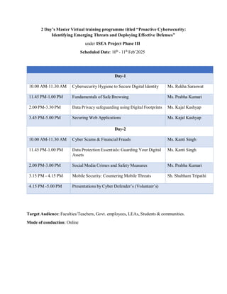 10th-11th Feb 2025 - 2 Days Master Training Programme schedule and ...