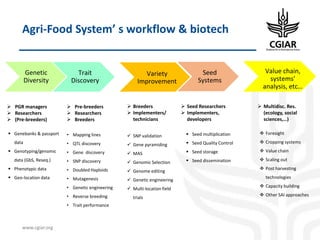 Biotech and innovative breeding for the new Agri-Food System CGIAR Research Programs (CRPs)