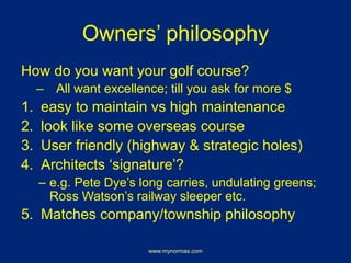 Golf Course Vision Statement 10 the golf course design | PPTX