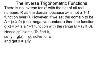 11 the inverse trigonometric functions x | PPTX