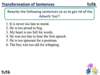 10th ICSE Transformation of Sentences | PPTX
