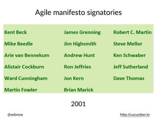 @sebrose h)p://cucumber.io
Agile manifesto signatories
2001
 