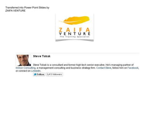 Transferred into Power Point Slides by
ZAIFA VENTURE
 