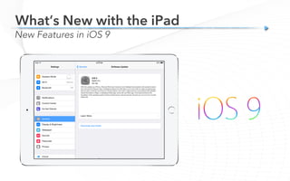 What’s New with the iPad
New Features in iOS 9
 