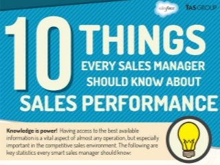 10 Things Every Sales Manager Should Know About Sales Performance