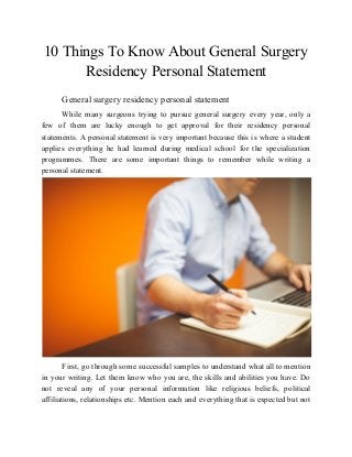 general surgery residency personal statement template