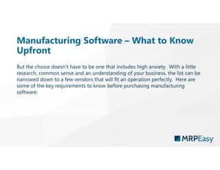 10 things you need to know before buying manufacturing software