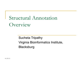 Structural Annotation
Overview
Sucheta Tripathy
Virginia Bioinformatics Institute,
Blacksburg
01/29/15
 