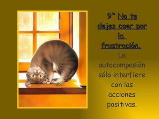 9° No te dejes caer por la frustración. La autocompasión sólo interfiere con las acciones positivas.