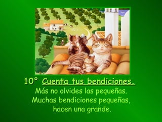 10° Cuenta tus bendiciones . Más no olvides las pequeñas. M uchas bendiciones pequeñas, hacen una grande .