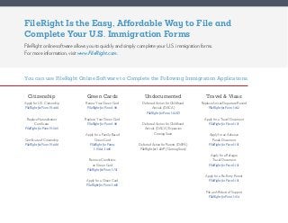 FileRight Is the Easy, Affordable Way to File and
Complete Your U.S. Immigration Forms
FileRight online software allows yo...