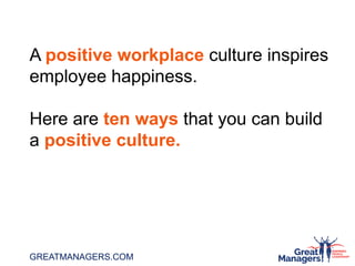 10 tips for creating a positive workplace | PDF