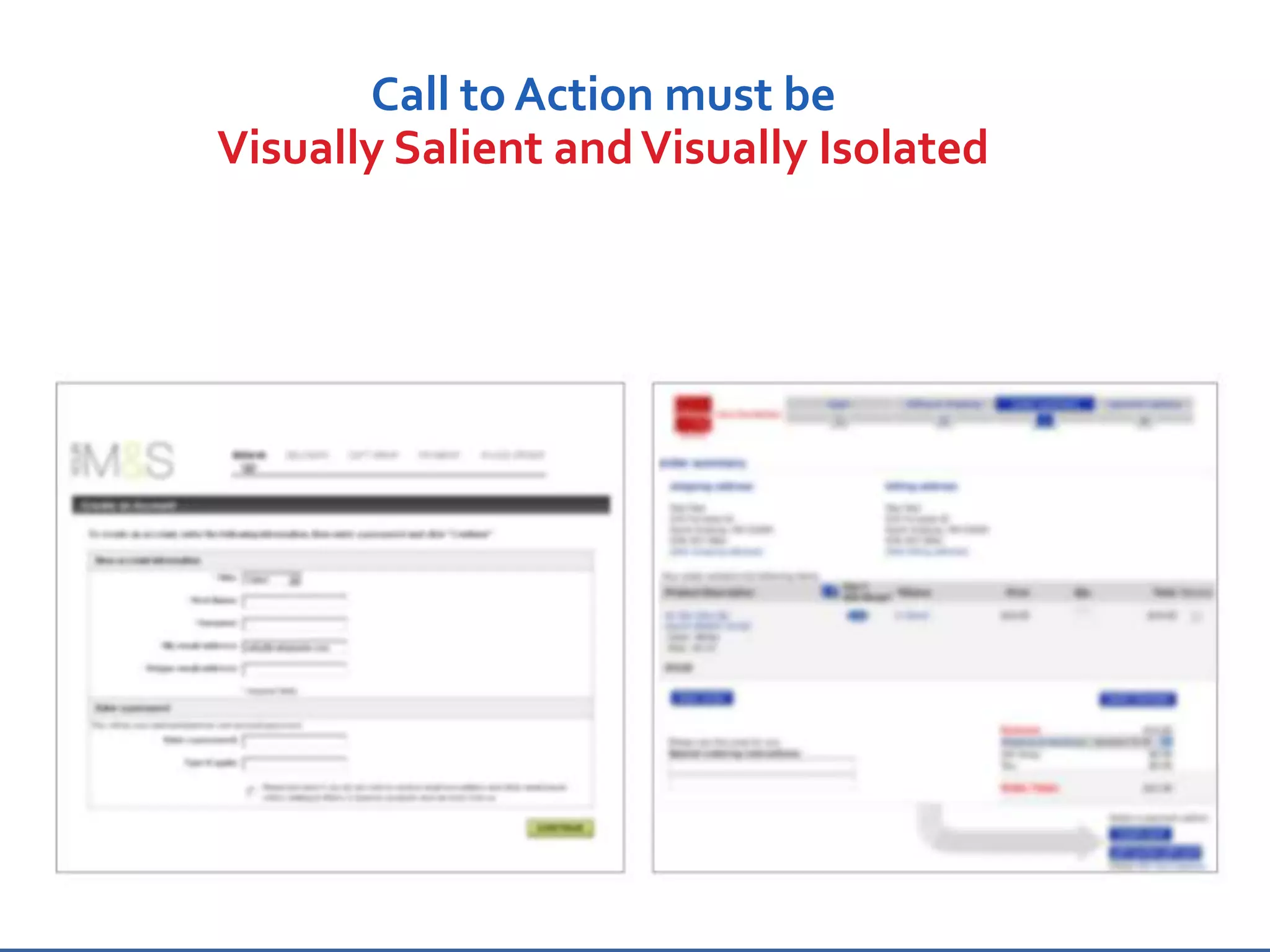 Call to Action must be
Visually Salient andVisually Isolated
 