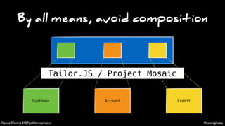 #VoxxedVienna #10TipsMicroservices @koenighotze
By all means, avoid composition
CreditCustomer Account
Tailor.JS / Project Mosaic
 