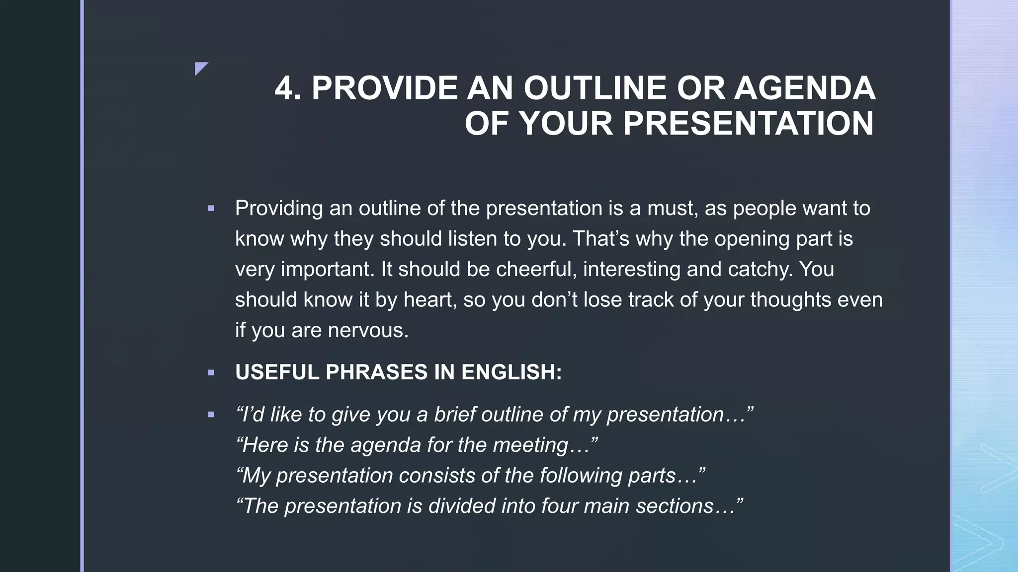 10 tips for giving a great presentation in English. | PPT