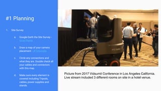 #1 Planning
1. Site Survey
a. Google Earth the Site Survey -
Scott Pienta
b. Draw a map of your camera
placement - JP Erbr...