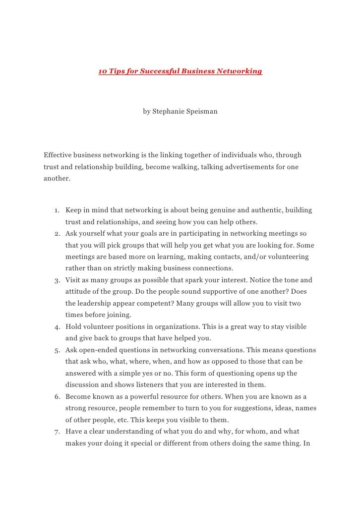 Business networking dissertation