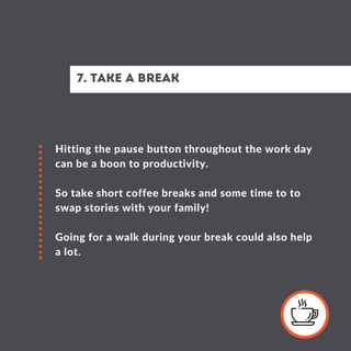 Hitting the pause button throughout the work day
can be a boon to productivity.
So take short coffee breaks and some time ...