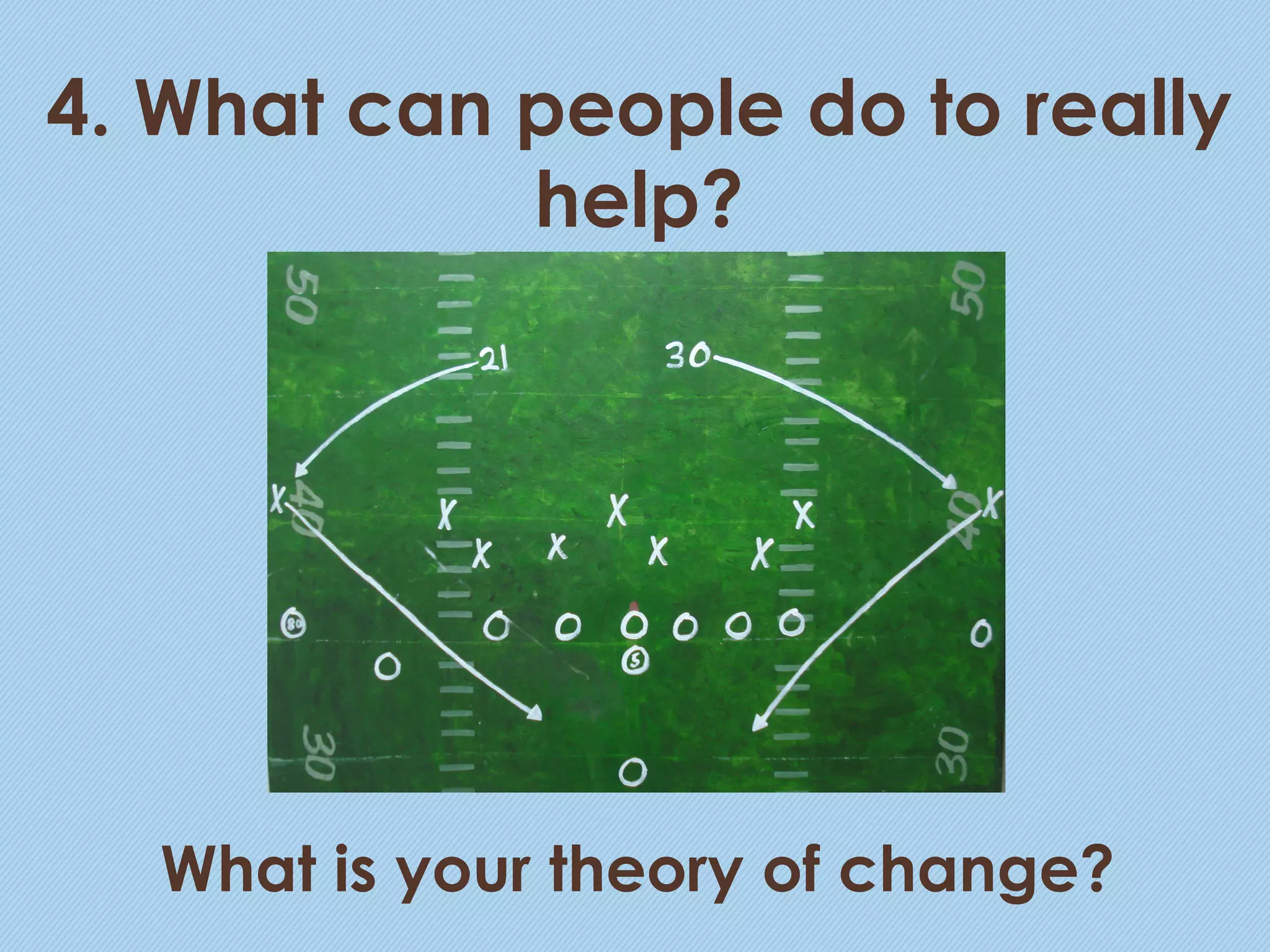 4. What can people do to really
            help?




  What is your theory of change?
 