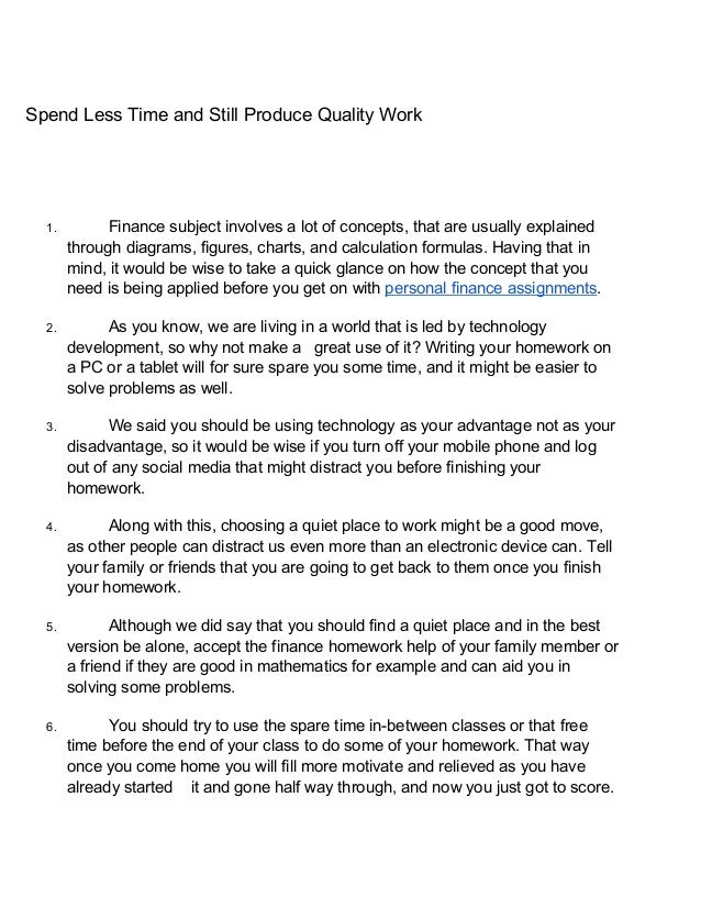 Personal finance homework help