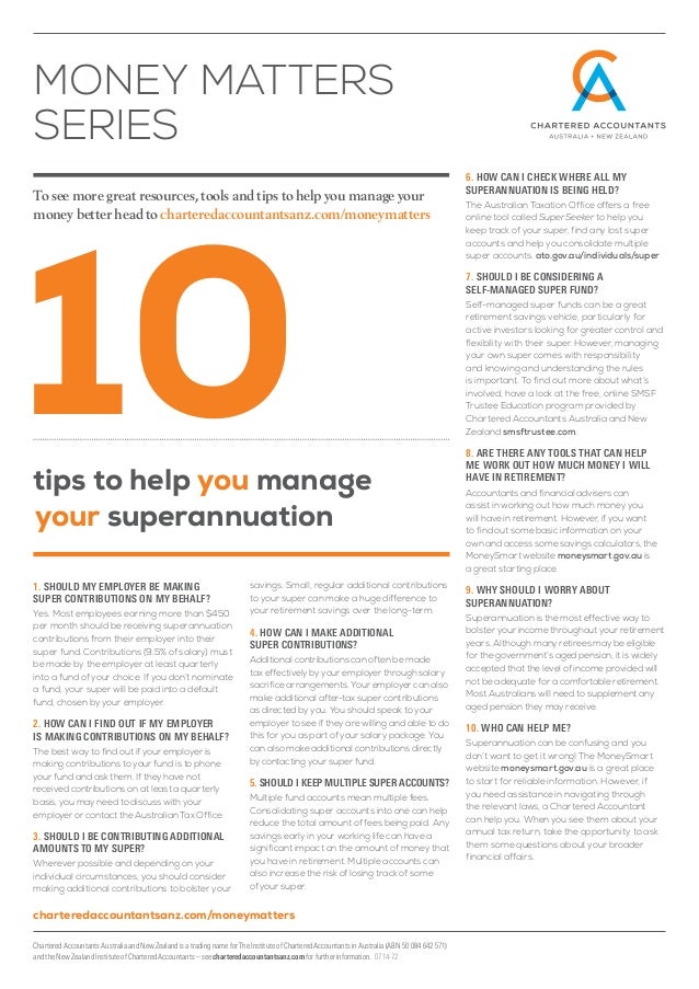10 tips to help you manage your superannuation