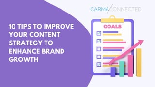 10 TIPS TO IMPROVE
YOUR CONTENT
STRATEGY TO
ENHANCE BRAND
GROWTH
 