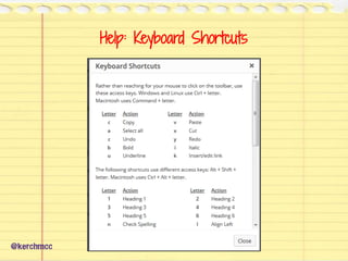 Help: Keyboard Shortcuts
@kerchmcc
 