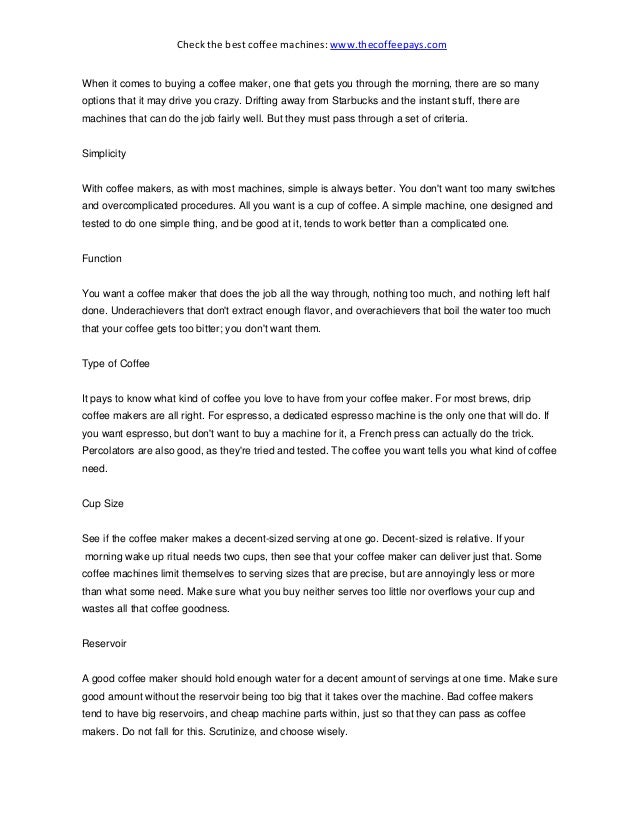 10 Tips To The Best Coffee Maker