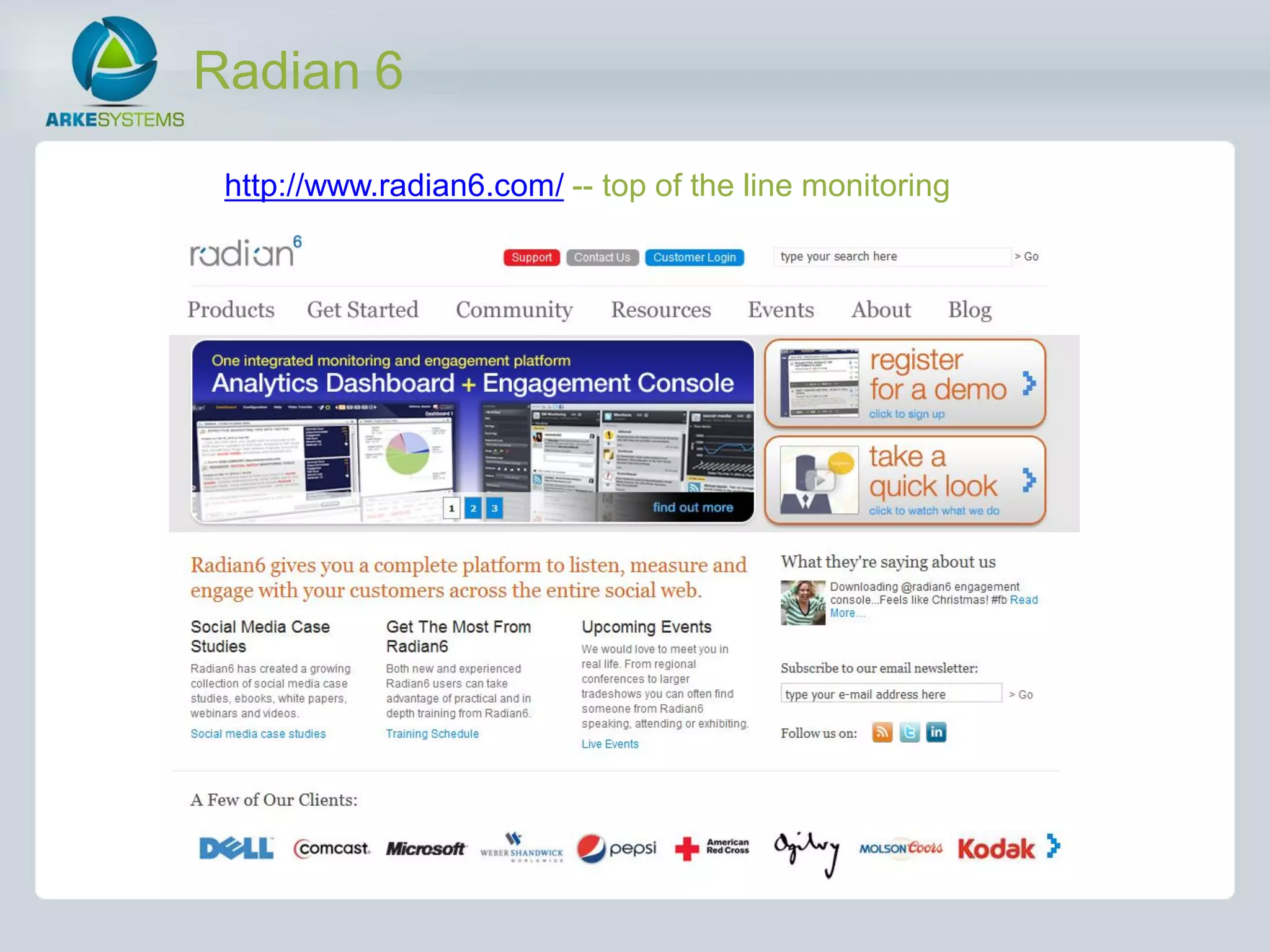 Radian 6

 http://www.radian6.com/ -- top of the line monitoring
 