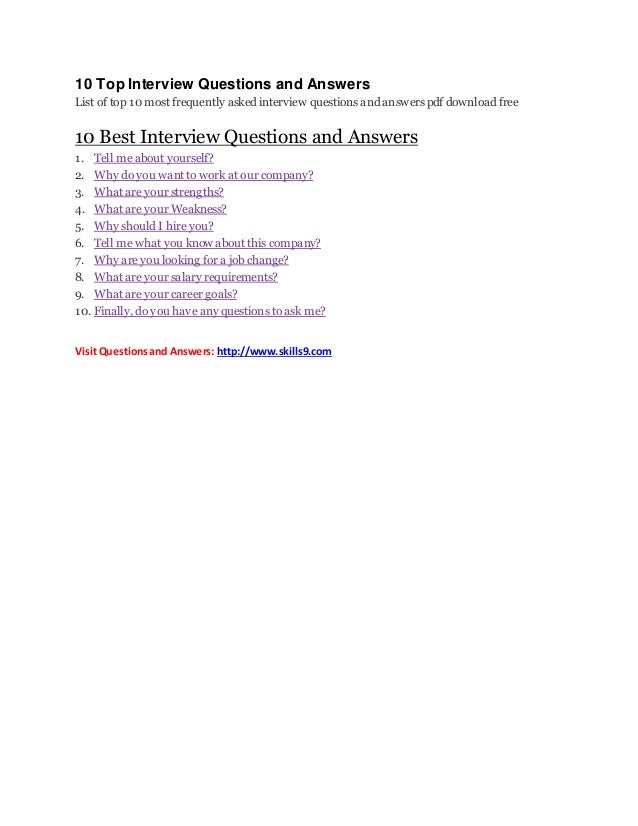 10 top interview questions and answers