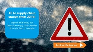 Explore the top ten
10 to supply chain
stories from 2016!
Explore and enjoy our
favourite supply chain articles
from the last 12 months
 