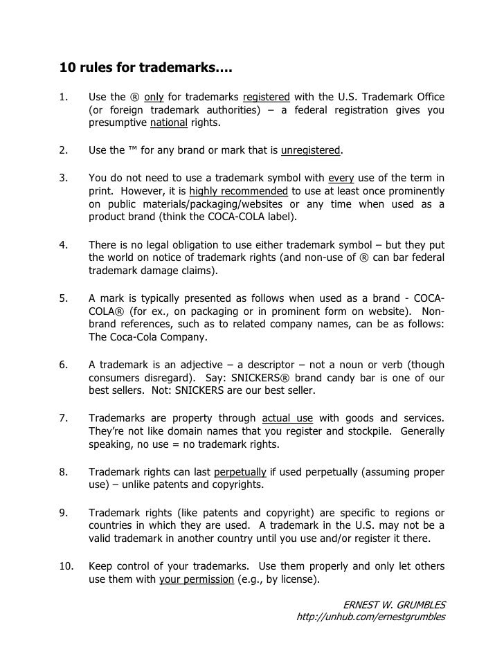 10 Trademark Rules 10-trademark-rules