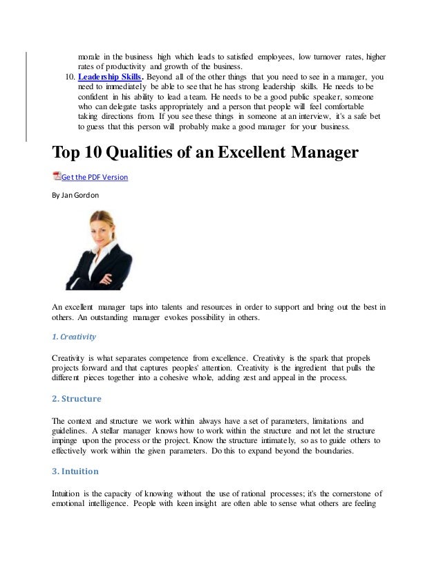 10 Traits Of A Successful Manager 10 Traits Of A Successful Manager