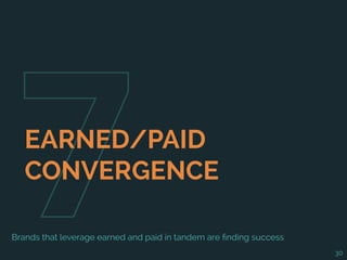 Brands that leverage earned and paid in tandem are finding success
30
EARNED/PAID
CONVERGENCE
 