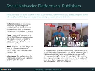 Social networks will make an effort to host all the content, rather than act as a distribution pipe. Brands
will need to d...