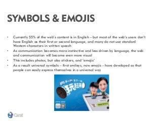 SYMBOLS & EMOJIS 
•Currently 55% of the web’s content is in English – but most of the web’s users don’t have English as th...