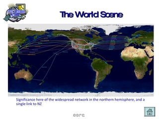 The World Scene Significance here of the widespread network in the northern hemisphere, and a single link to NZ 