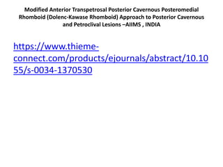 From lateral skull base - The lateral aspect of the parasellar &
paraclival carotid junction is crossed by the abducent nerve (VI)
 