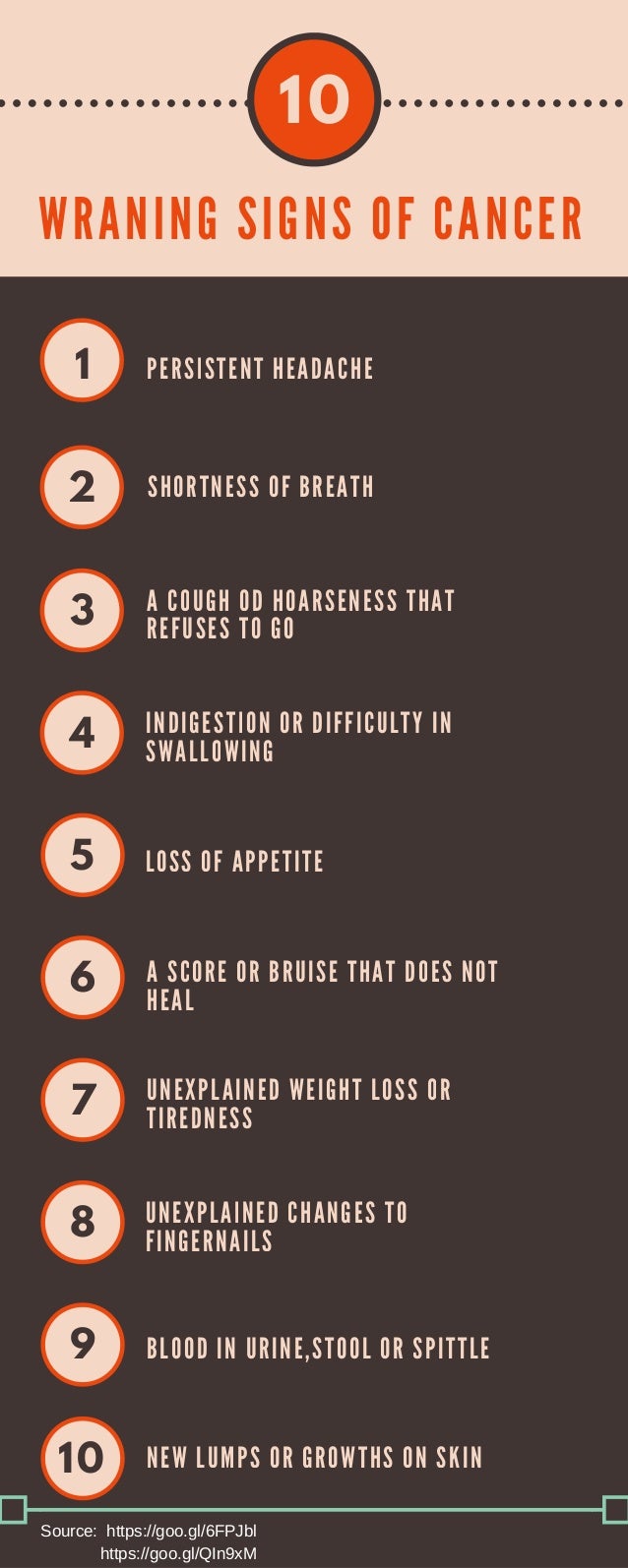10 warning signs of cancer