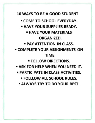 10 ways to be a good student | DOCX