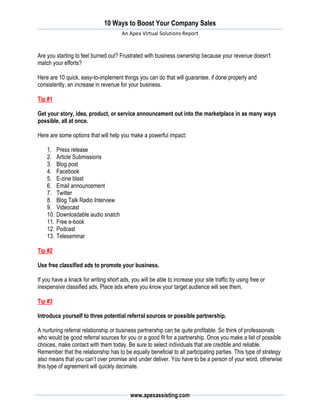 10 ways to boost your company sales | PDF