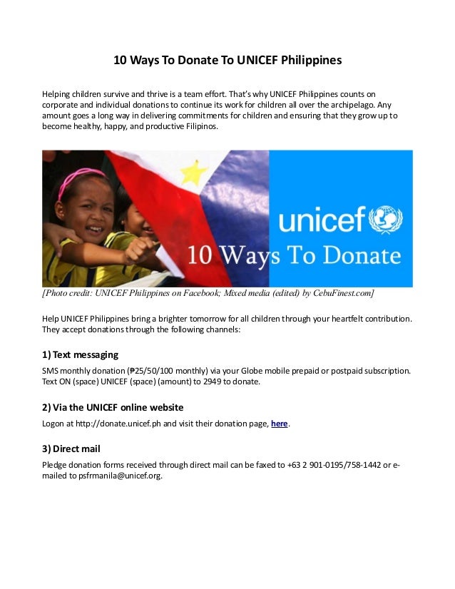 10 Ways to Donate to Unicef Philippines