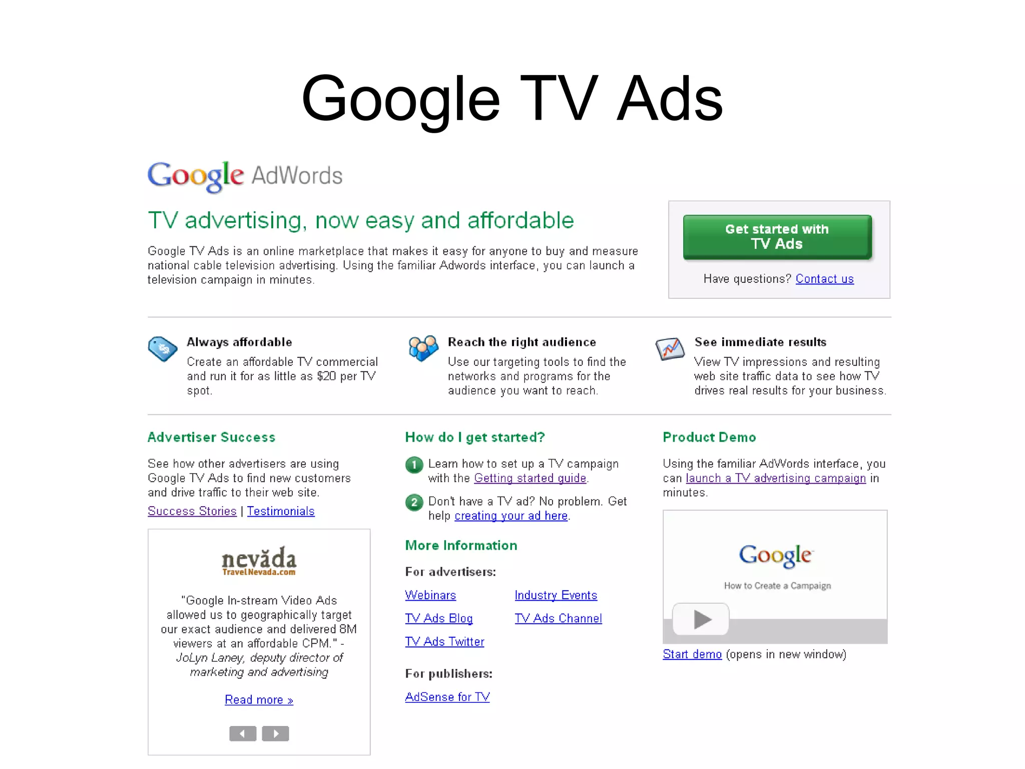Google TV Ads
 