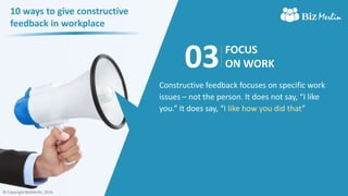 10 ways to give constructive feedback in workplace | PPTX