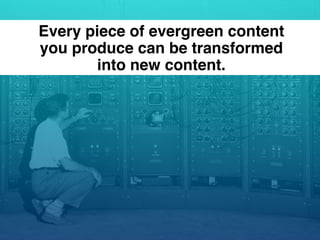 Every piece of evergreen content
you produce can be transformed
into new content.
 